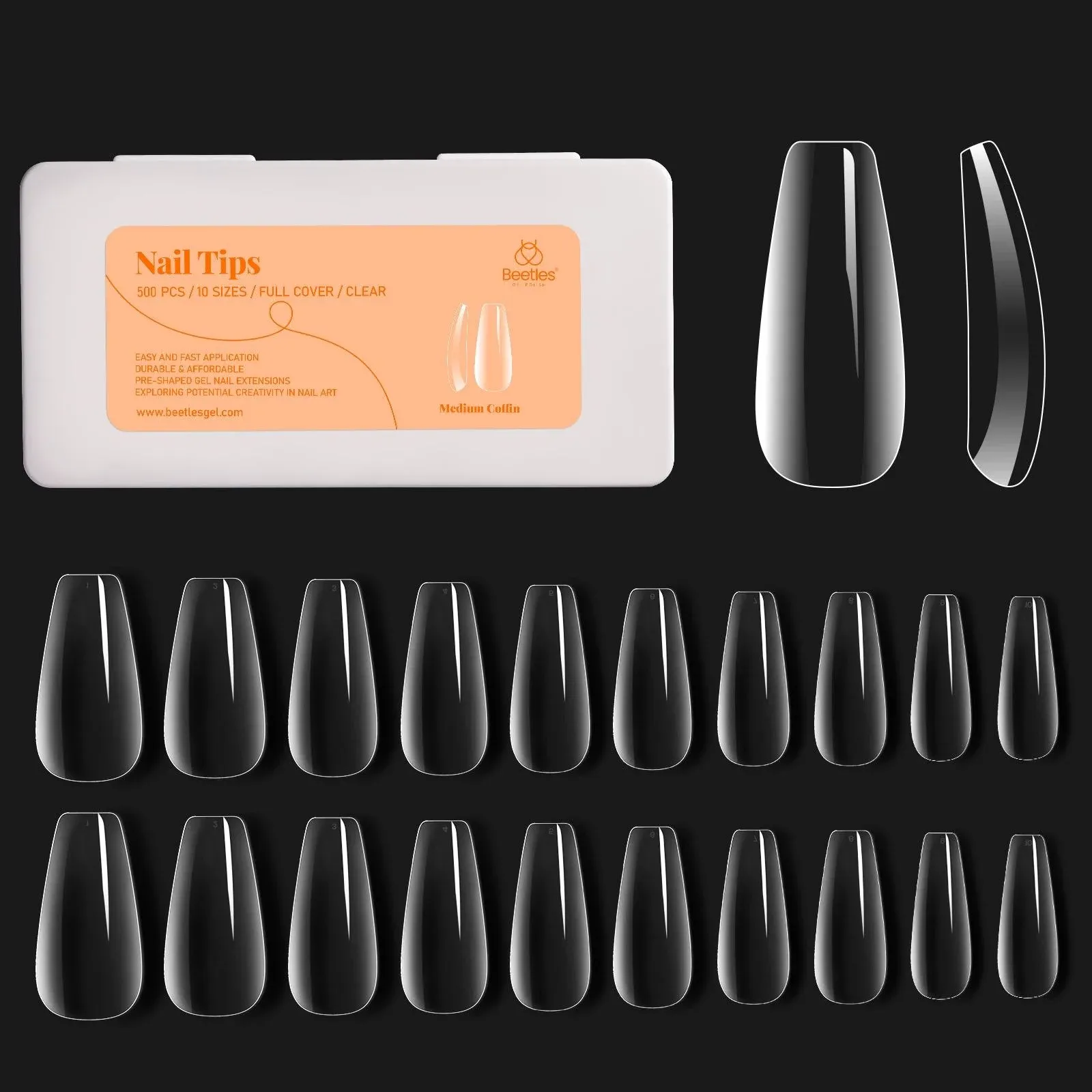 Medium Stiletto Pre-shaped Nail Gelly Tips-500pcs #063