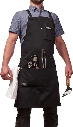 Hudson Durable Goods - Professional Grade Chef Apron for Kitchen, BBQ, and Grill