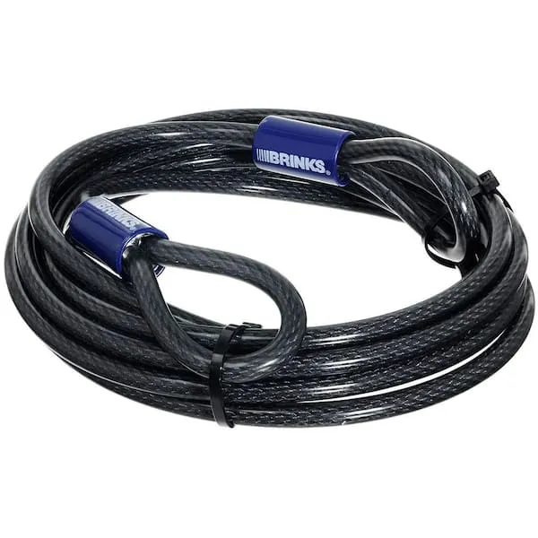 BRINKS - 15 ft x 3/8" Flexible Steel Loop Cable - Heavy Duty Vinyl Wrap for Corrosion Protection