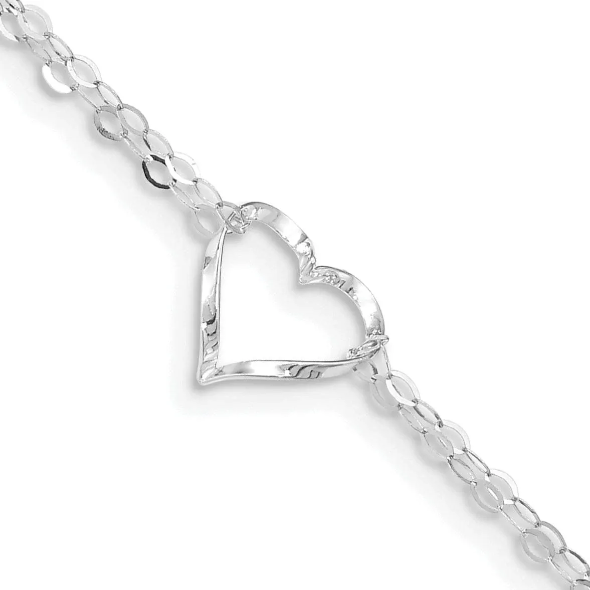 14k Double Strand Heart 9 Inch with 1 Inch extension Anklet QANK173-9