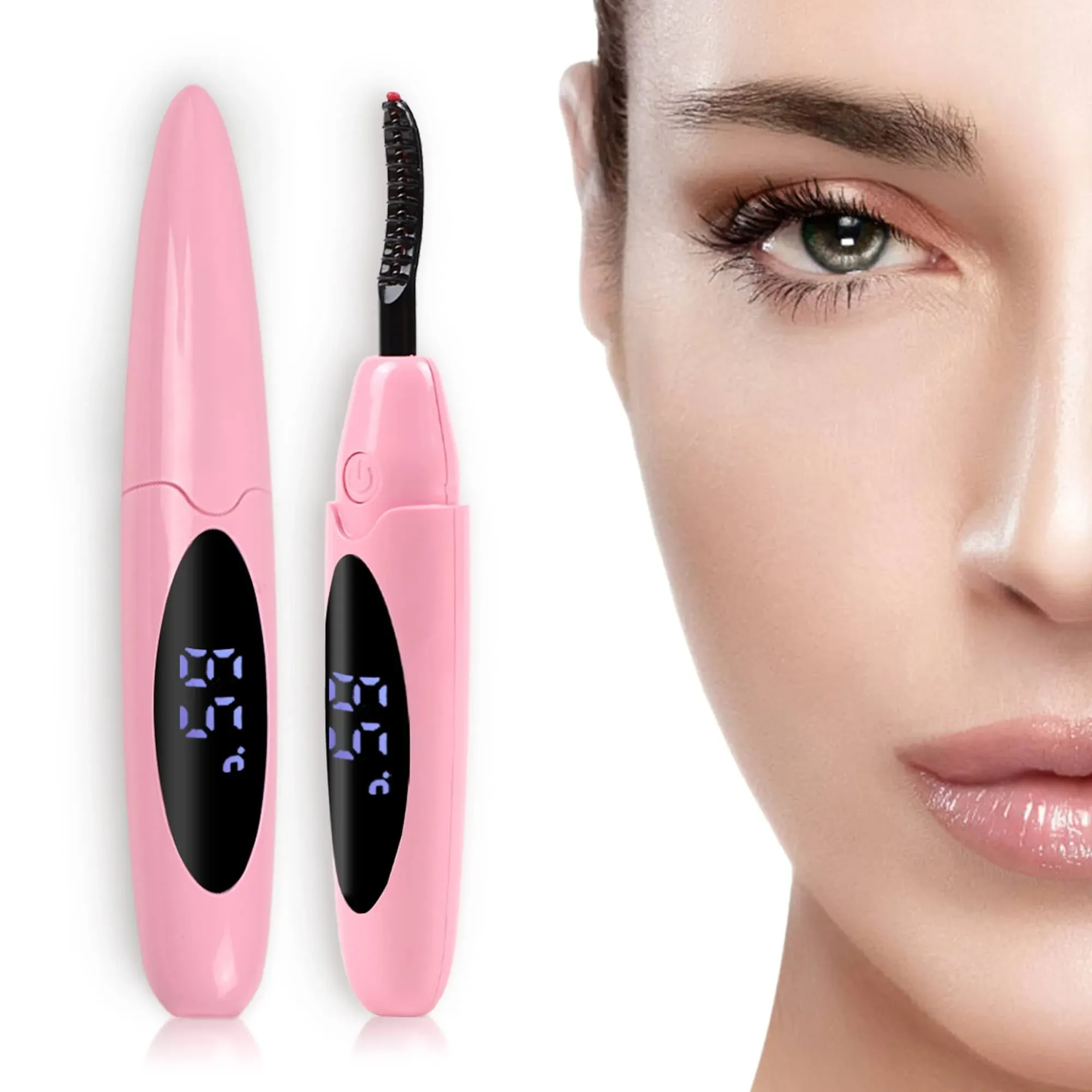 Heated Eyelash Curlers Lash Curler：Electric Eyelash Curlers, Rechargeable Lash Curler with Eyelash Comb for Quick Natural Curling Makeup Natural Curling Eye Lashes and 24 Hours Long Lasting