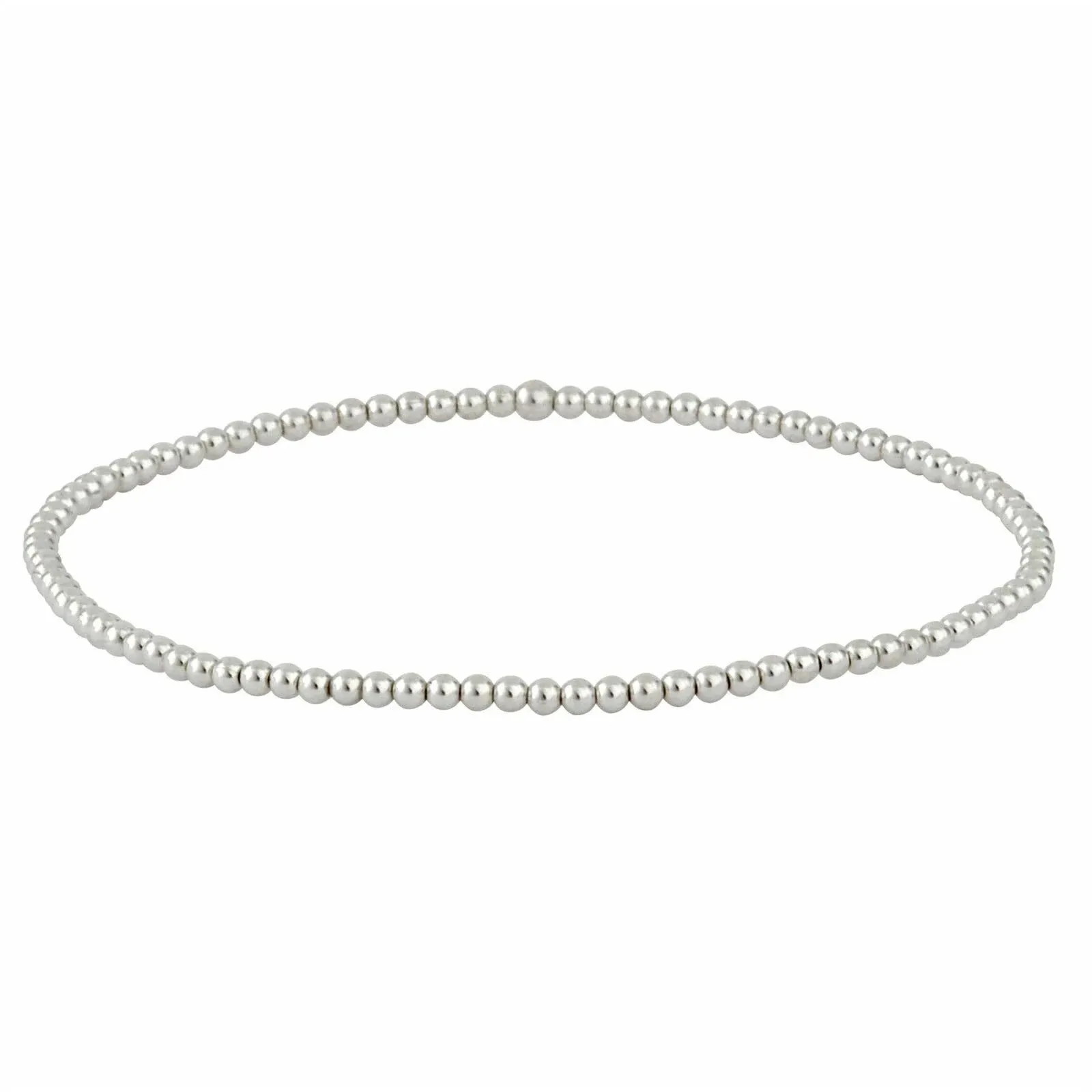 Silverly 925 Sterling Silver Stretch Bead Bracelet - Friendship Polished Tiny Ball Beaded Bracelets for Women - Stacker Elastic String Bracelets for Ladies - Friend Gifts