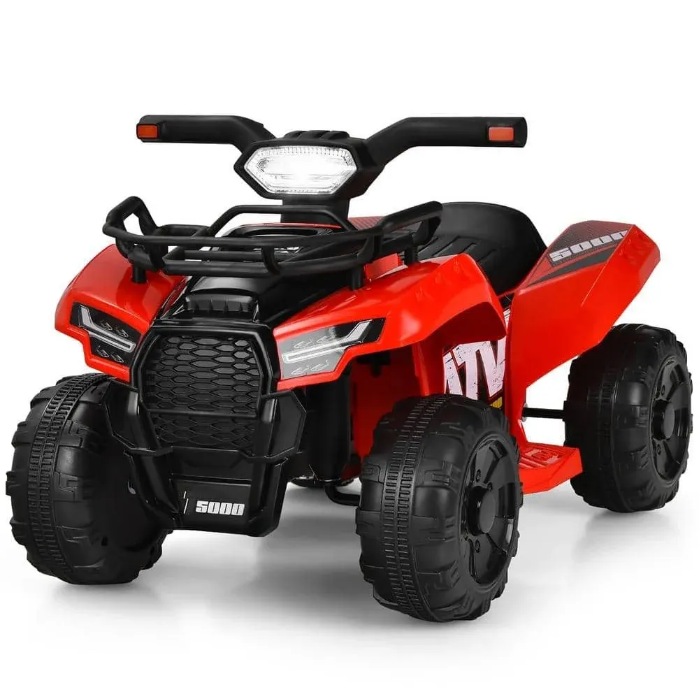 Honeyjoy 6V Kids ATV Quad Electric Ride On Car Toy Toddler w/LED Light&amp;MP3 Red