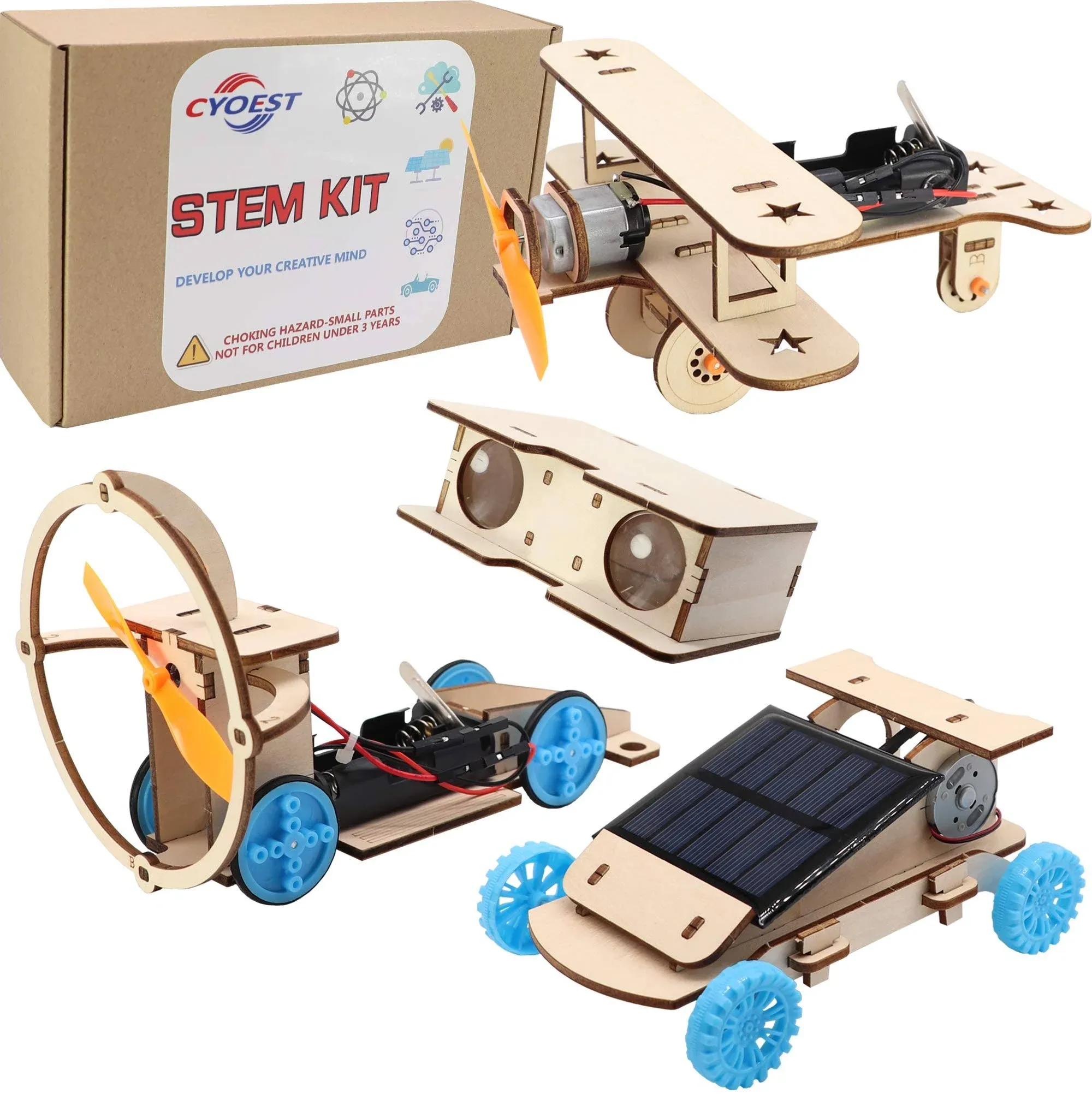 CYOEST DIY Wooden Science Experiment Model Kit Solar Power Car,Electric Motor ...