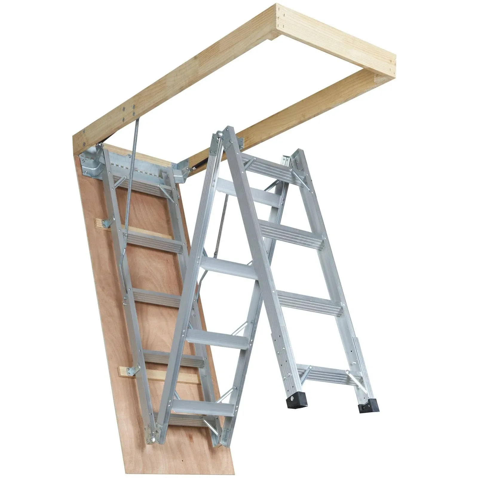 VEVOR Attic Ladder Foldable, 350-pound Capacity, 22.5" x 63", Multi-Purpose Aluminium Extension, Lightweight and Portable, Fits 9.5'-12' Ceiling Heights, Convenient Access to Your Attic Standard  | VEVOR US