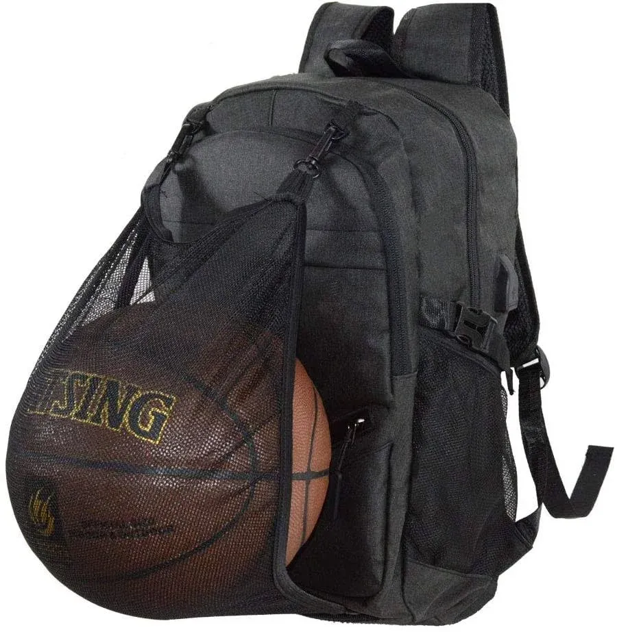 adorence Basketball Backpack with Shoe Compartment(Ball Net, Water Resist) Soccer Bag/Volleyball Backpack- Blue