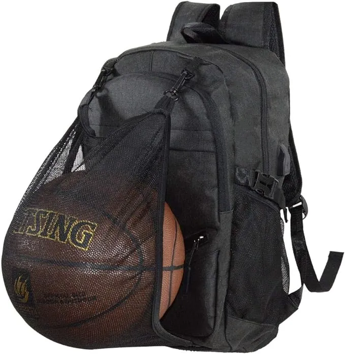 adorence Basketball Backpack with Shoe Compartment(Ball Net, Water Resist) Soccer Bag/Volleyball Backpack- Blue