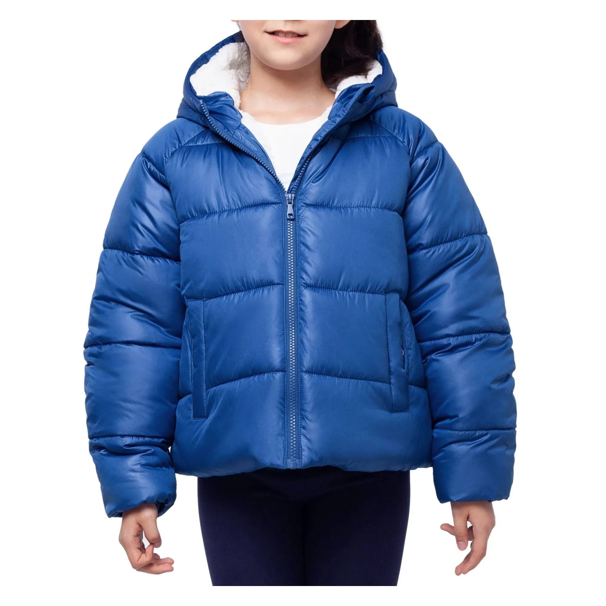 Rokka&Rolla Girls' Heavyweight Puffer Jacket Sherpa Lined Winter Coat