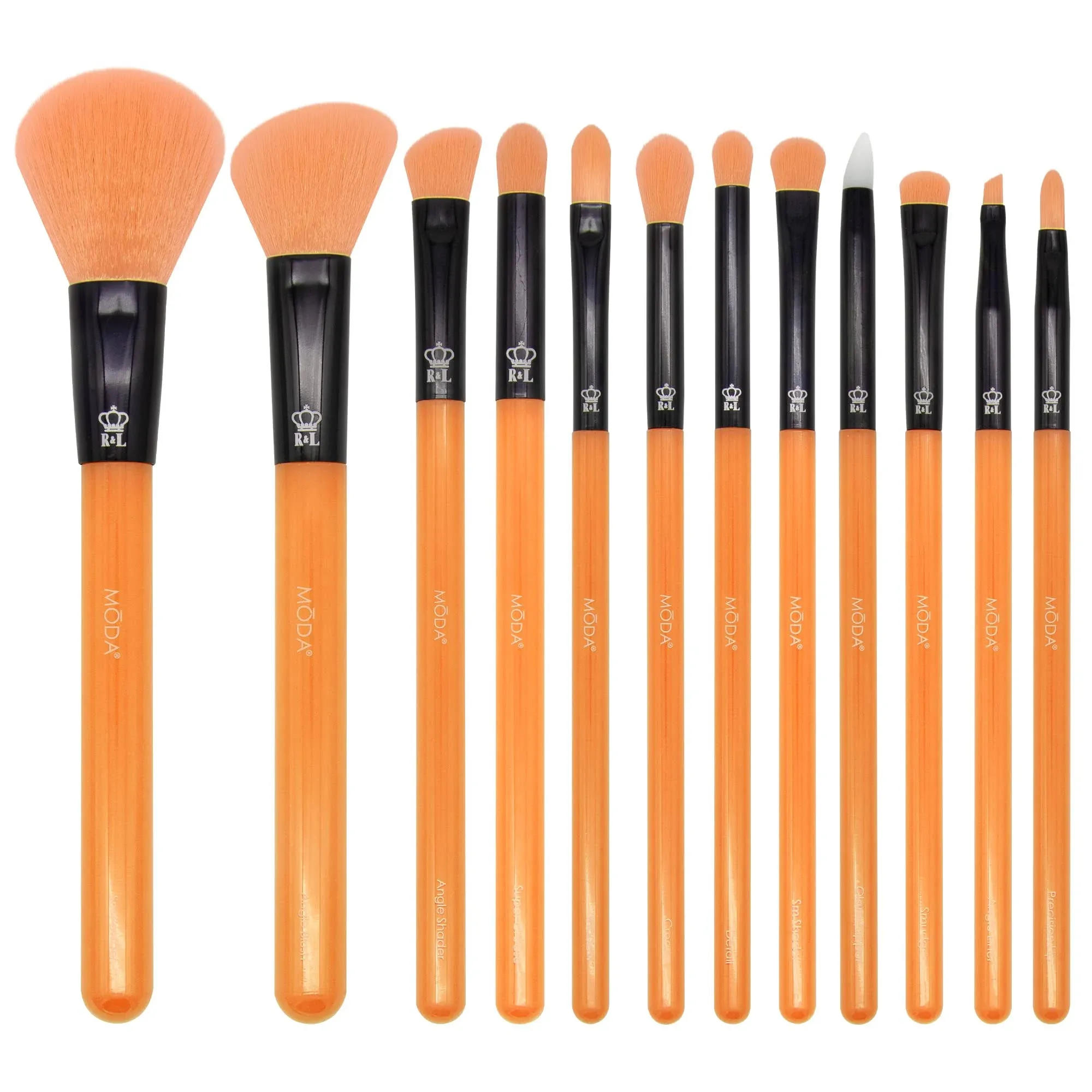 MODA 12 PC Neon Kit - Includes face &amp; eye brushes (Orange)