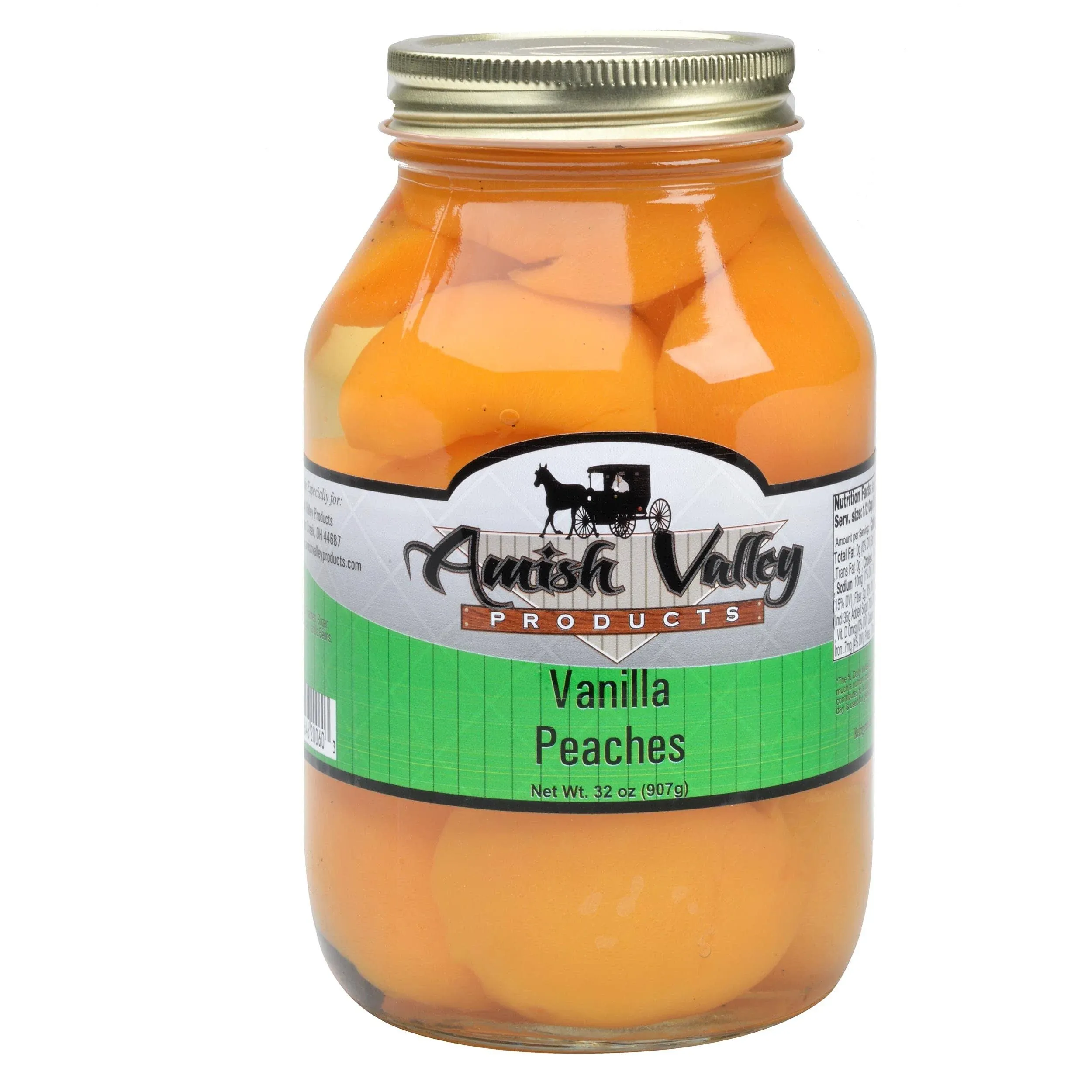 Amish Valley Products Old Fashioned SPICED Peaches Halves Canned Jarred in 32 oz Glass Jar (One QT Jar - 32 OZ)