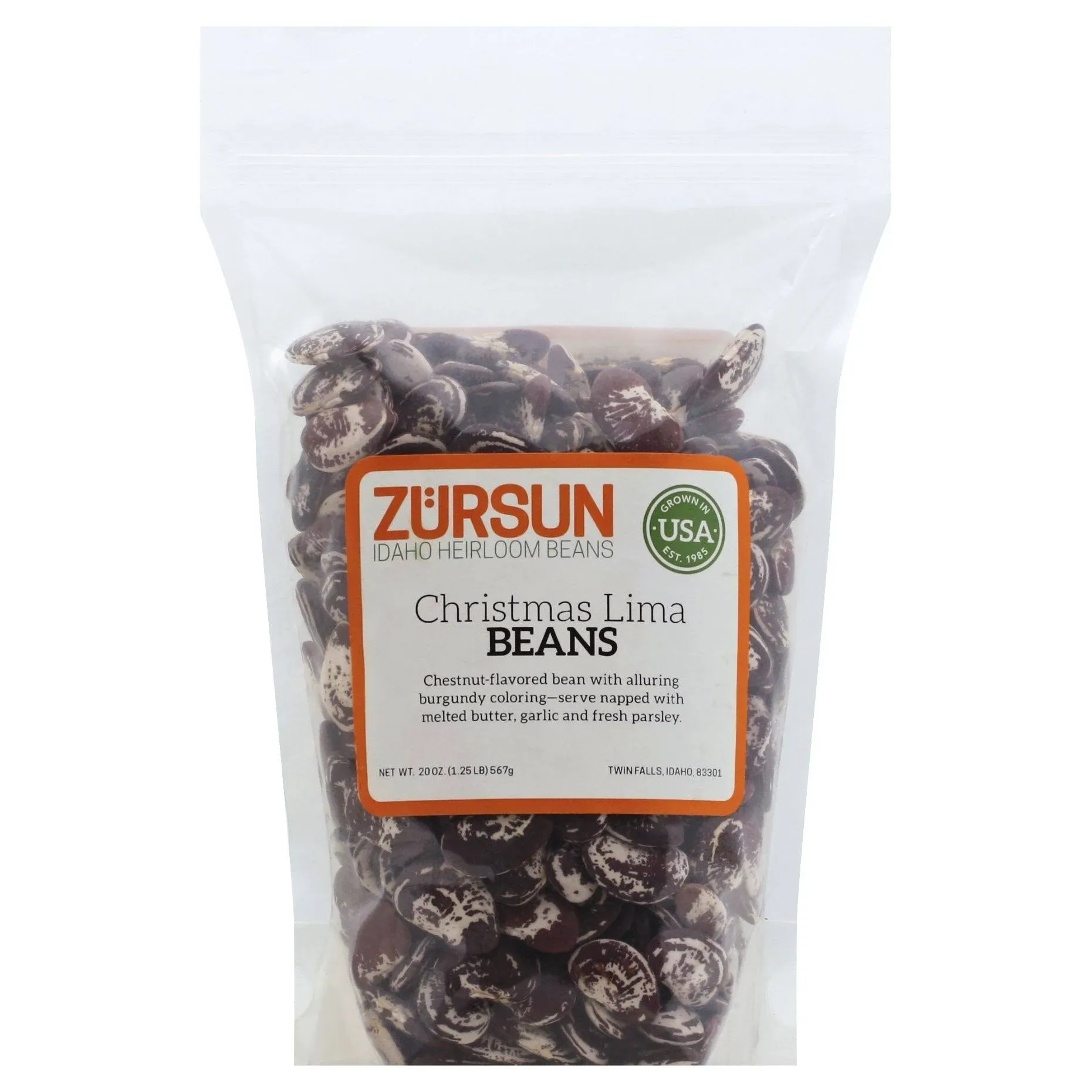 Zursun Idaho Heirloom Beans Beans, Christmas Lima - 20 oz