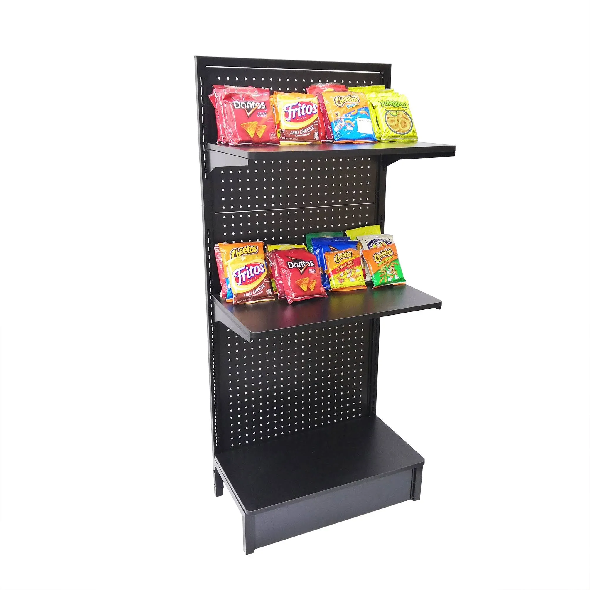 FixtureDisplays® 24.0" X 15.5 X 54.0 Gondola Rack Stand with Two Shelves Black 19418-NF