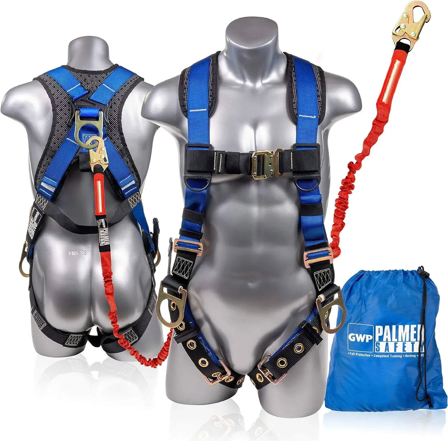 Generic Palmer Safety Harness w/Detachable 6' Internal Shock Absorbing Lanyard