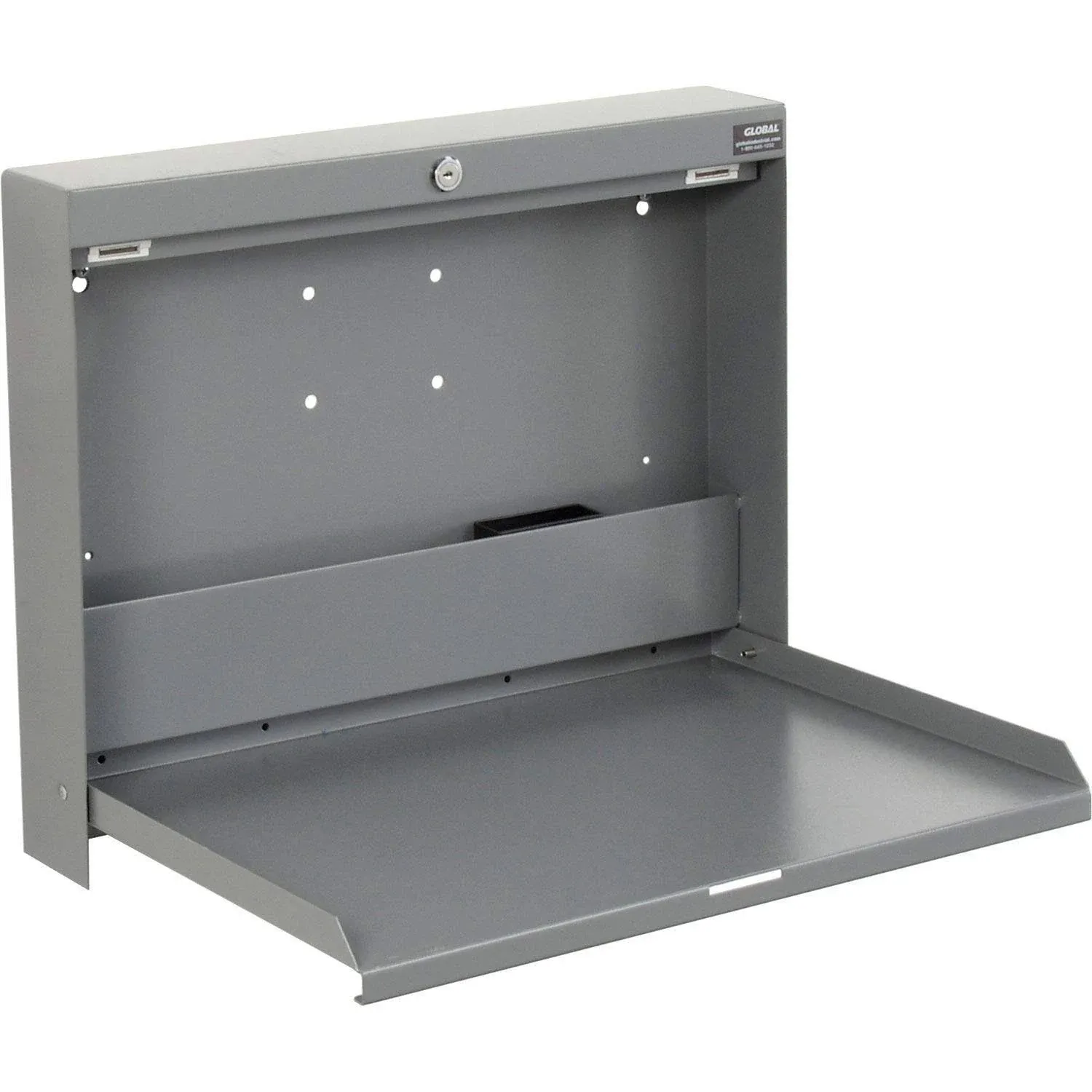 Global Industrial Folding Wall Mounted Shop Desk Locking 20"W x 3-3/8"D x 16-3/8"H Gray