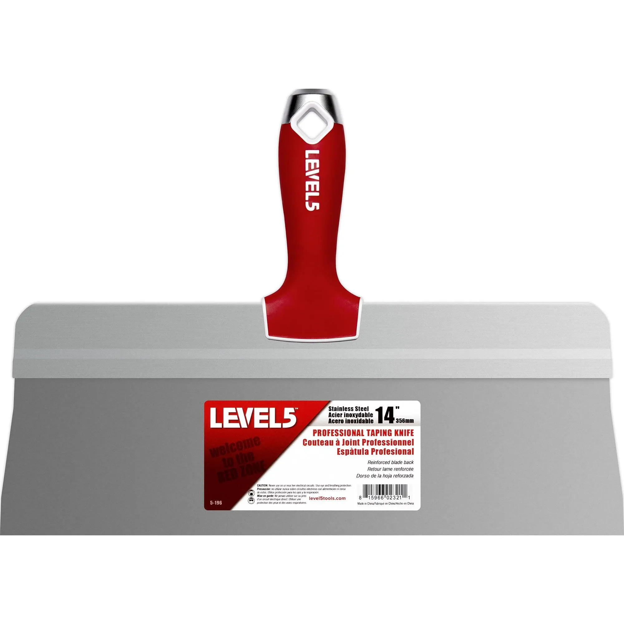 LEVEL5 14&#034; &#039;Big Back&#039; Stainless Steel Taping Knife with Soft Grip Handle