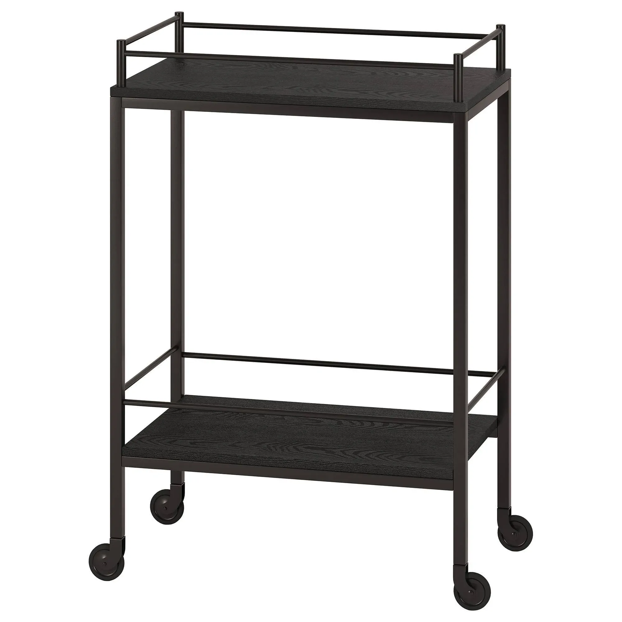 Hudson & Canal - Barnes 23.5  Wide Rectangular Bar Cart in Black Grain - BC1333