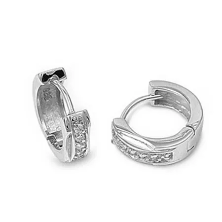 Huggie Hoop Earrings Clear Cubic Zirconia .925 Sterling Silver Jewelry Female Unisex