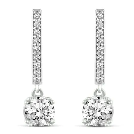 1 3/4 Carat tw Cubic Zirconia Round Cut Sparkly Drop Dangle Hoop Earrings in 925 Sterling Silver Horseshoe Jewelry