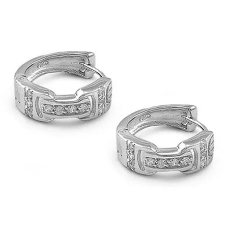 Huggie Hoop Earrings Clear Cubic Zirconia .925 Sterling Silver Jewelry Female Unisex