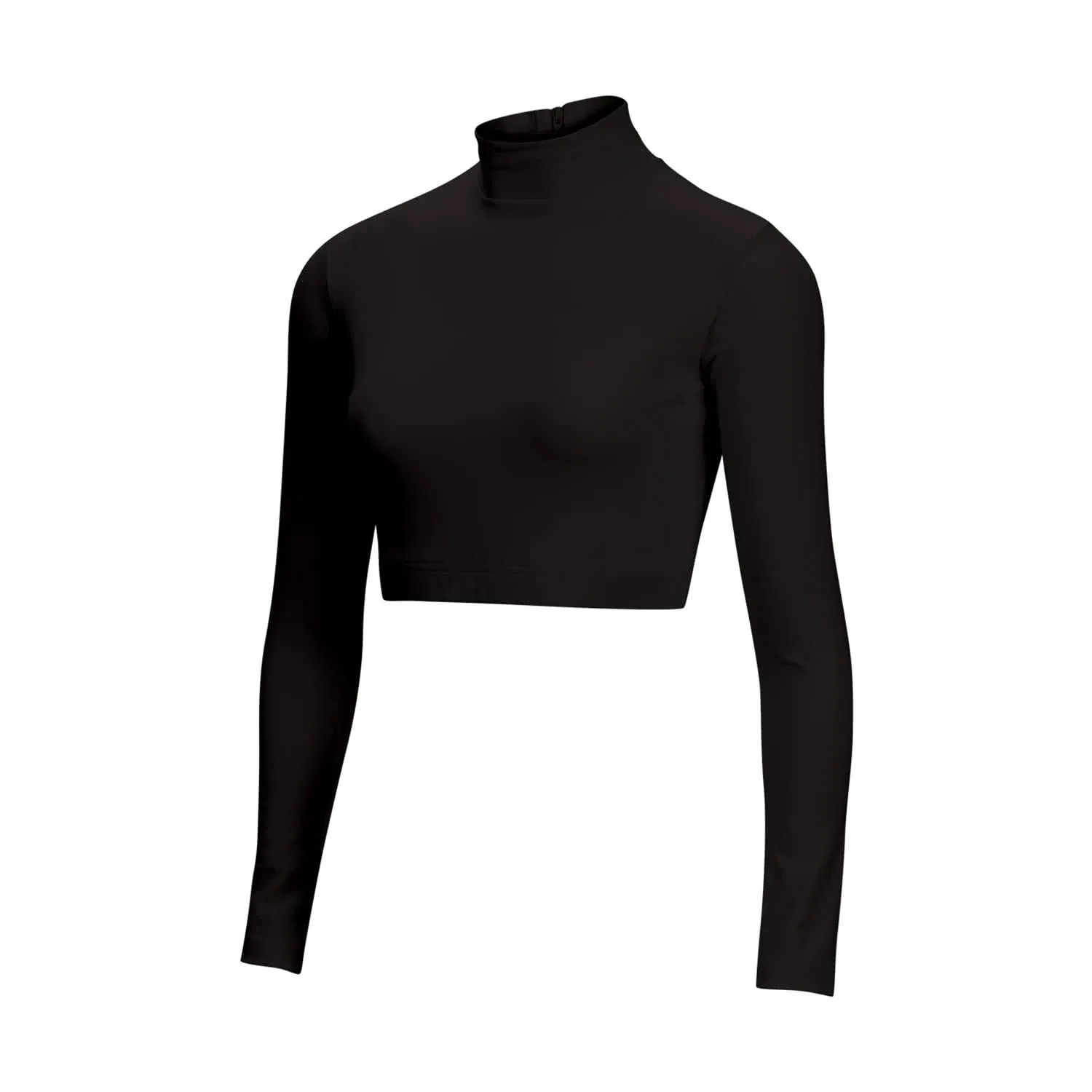 Cropped Cheer Bodysuit - Long Sleeve Cheerleading Turtleneck Crop Top - Stretch Body Suit For Cheerleaders (Adult Sizes)