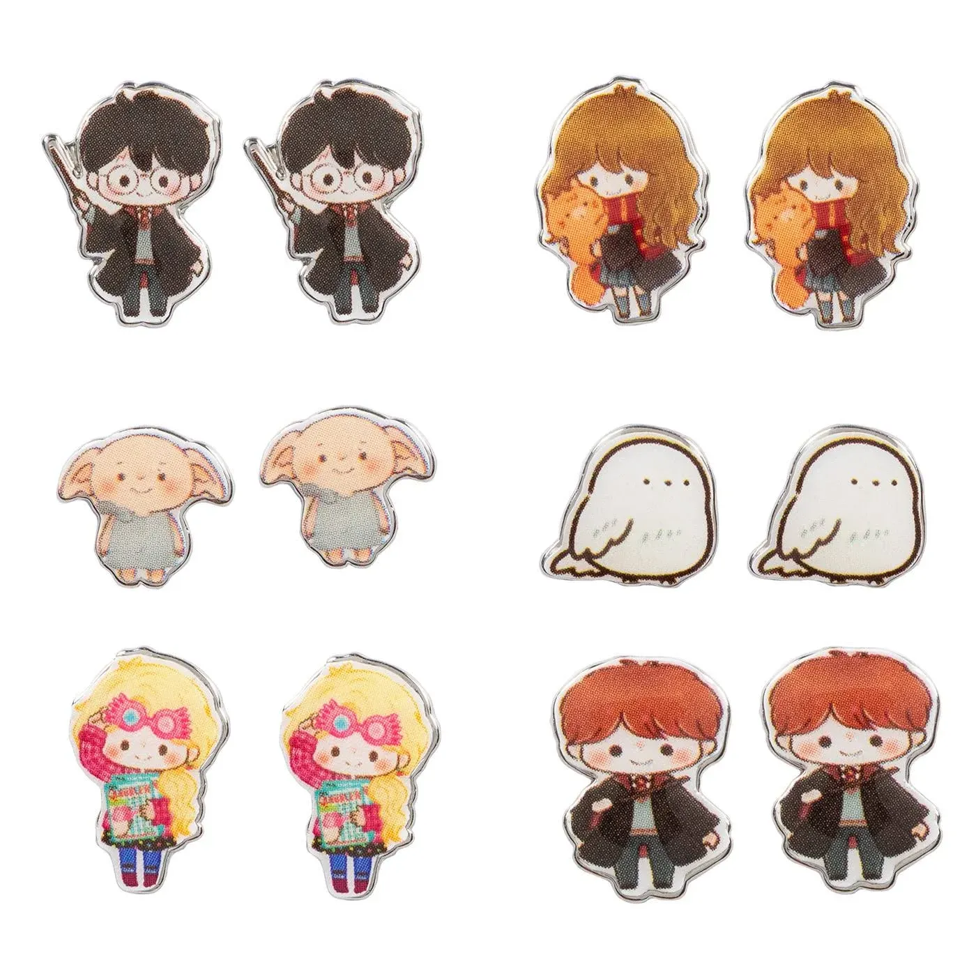 Harry Potter Chibi Character Fashion 6 Pack Costume Jewelry Stud Earrings Set