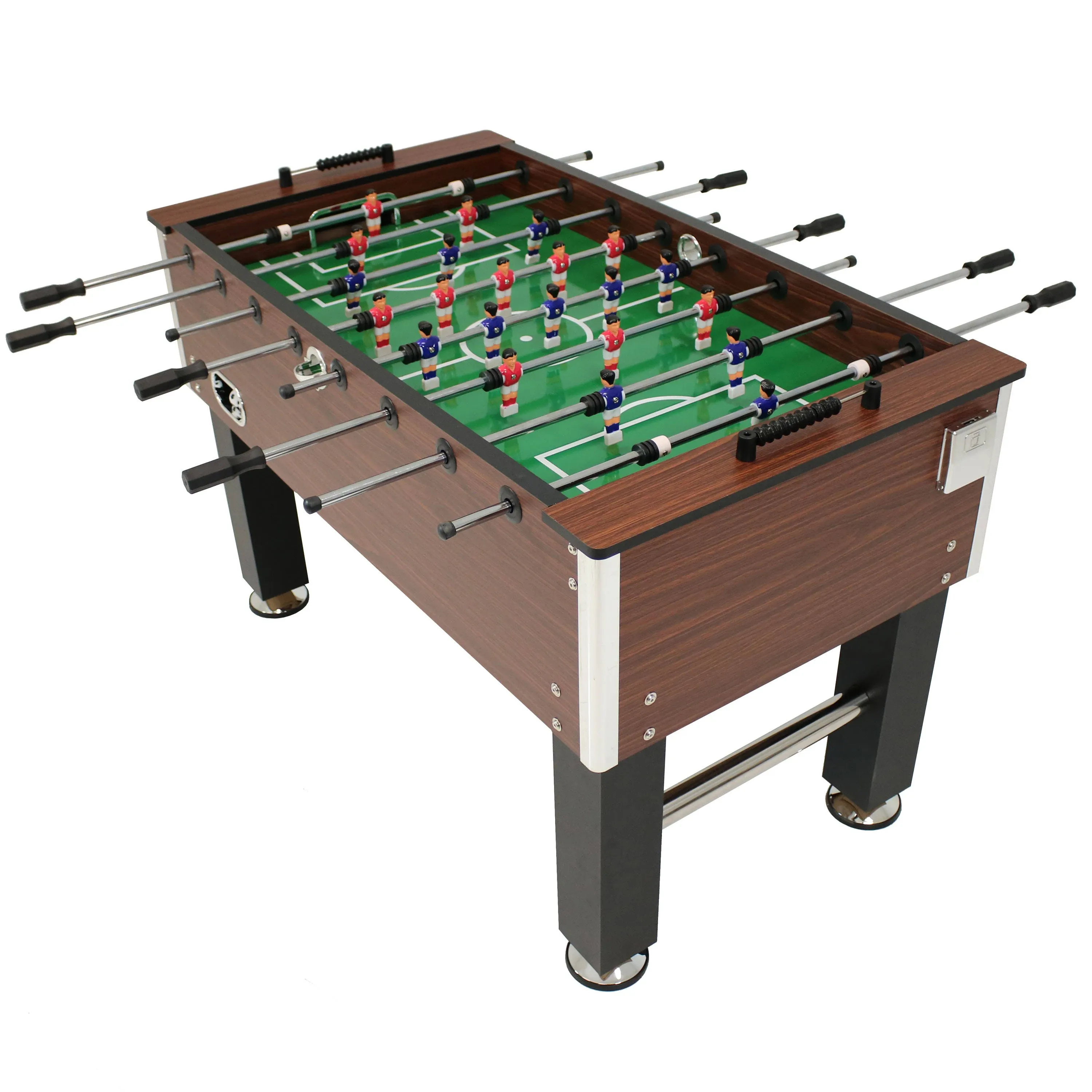 Sunnydaze 55" Faux Wood Foosball Soccer Game Table with Folding Drink Holders