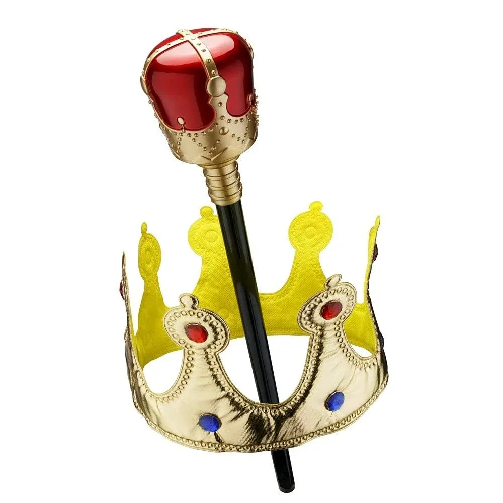 Dress Up America Kids Gold Crown and Scepter Props for Children