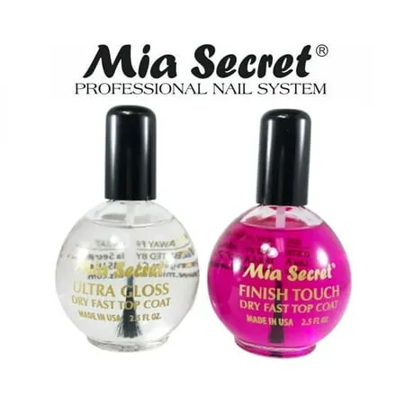 Mia Secret Ultra Gloss Dry Fast Top Coat 2.5 oz (B301)+ Finish Touch Dry Fast Top Coat 2.5oz (B305)