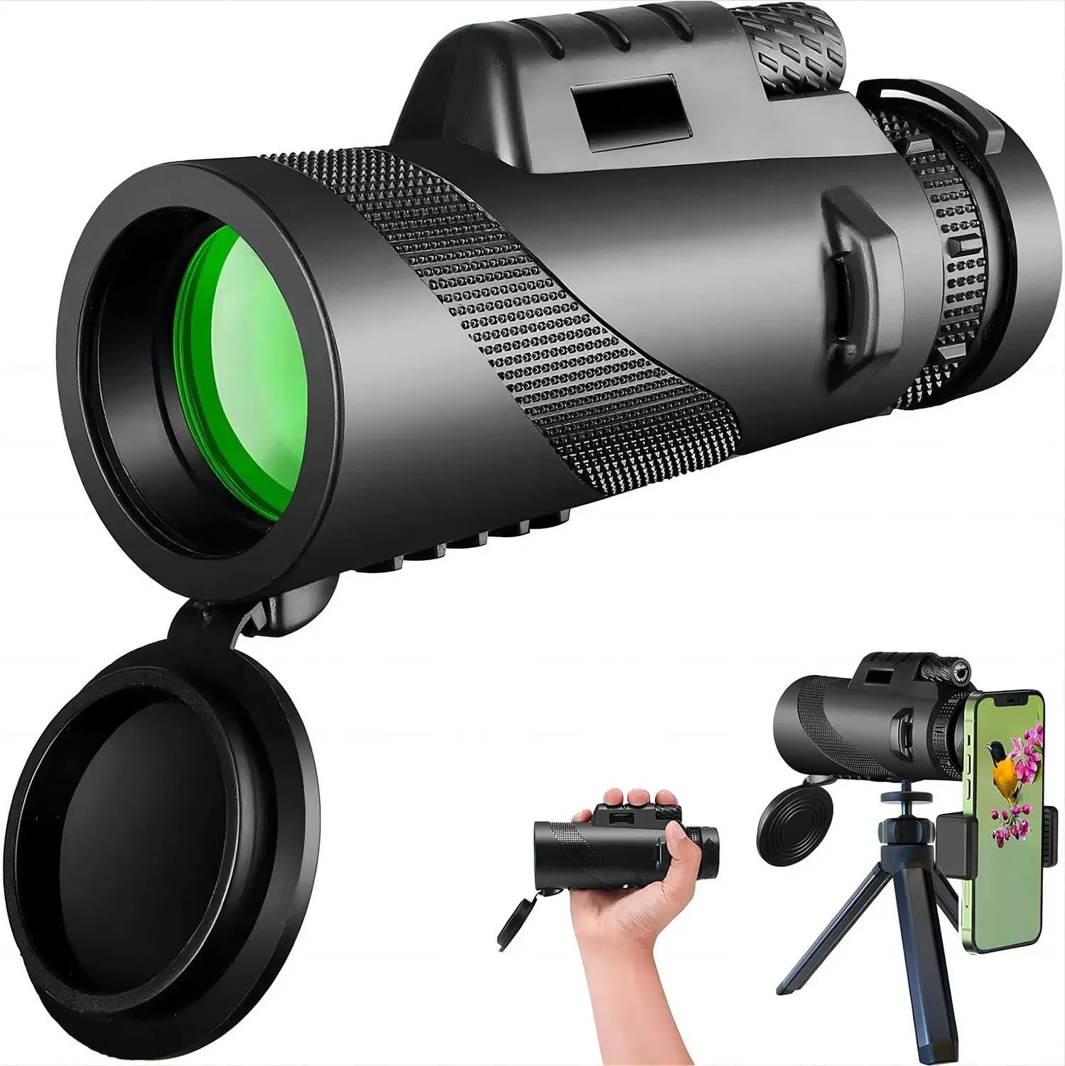 50x60 Monocular Telescope for Adults with Smartphone Holder & Tripod, BAK-4 Prism and FMC Lens High Power Monoculars for Bird Watching Wildlife Hunting Hiking