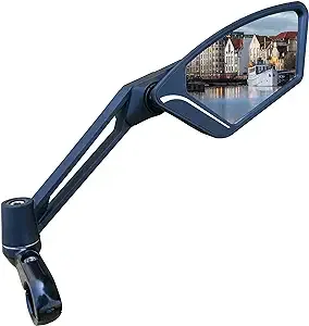 New Scratch Resistant Glass Lens,Handlebar Bike Mirror (Silver, Right Side)