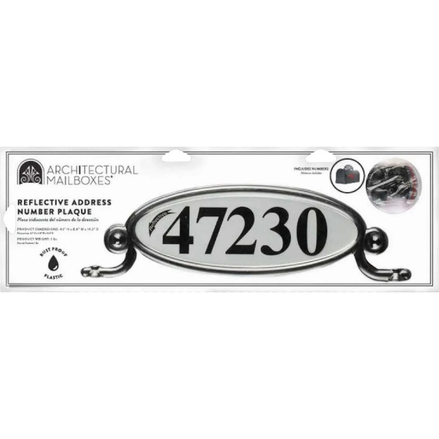 Architectural Mailboxes Reflective Address Number Plaque, Black Plastic