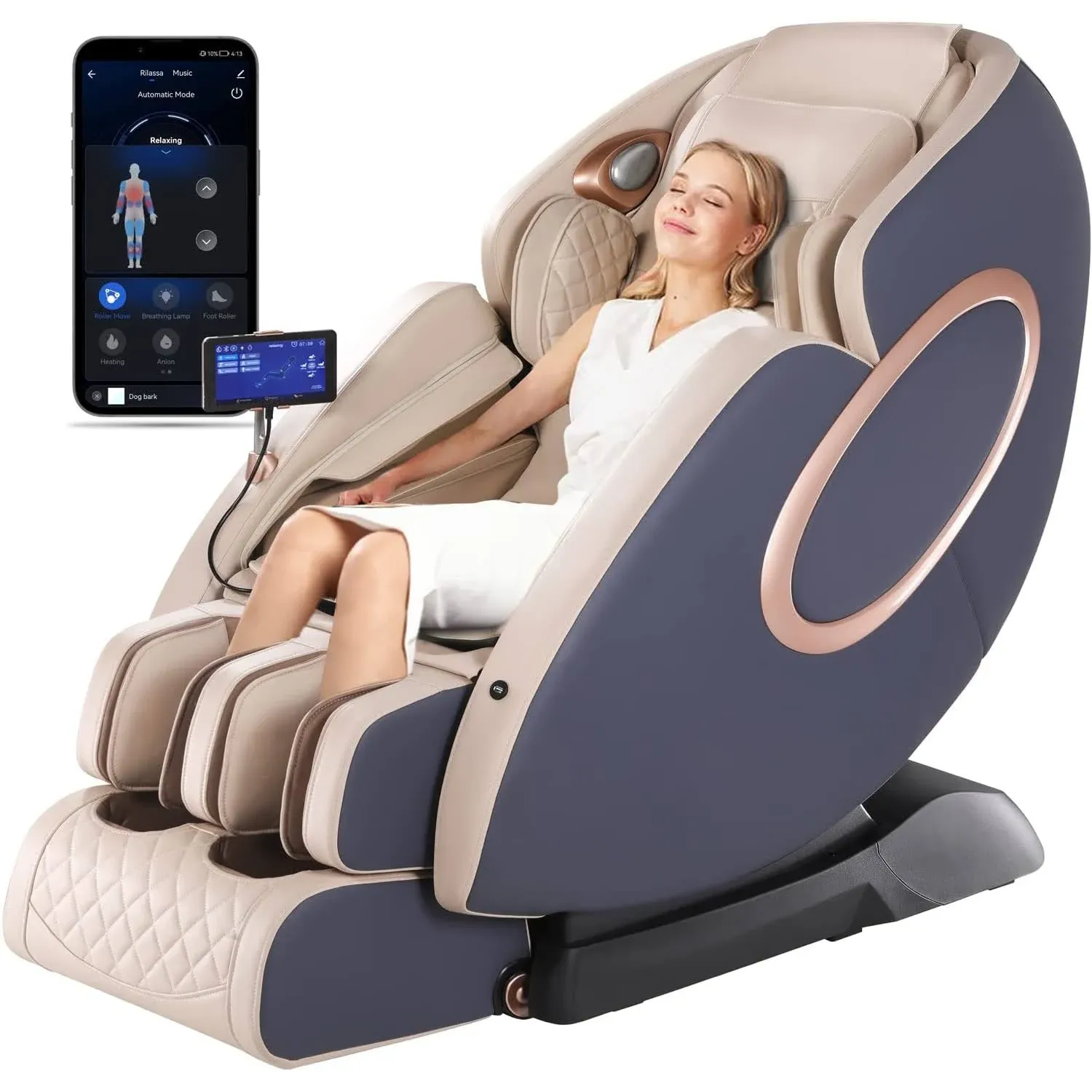 OWAYS Massage Chair,APP Controlled 4D Massage Chairs,SL-Track Full Body Shiatsu Massage Chair Recliner with Yoga Stretching,Anion,Zero Gravity Massager,Bluetooth,Heating,Foot Roller+Foot Massager