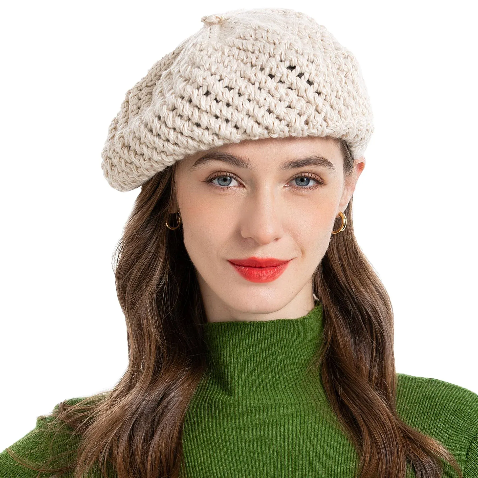 ZLYC Women Wool French Beret Hat for Women Winter Knitted Berets Artist Cap