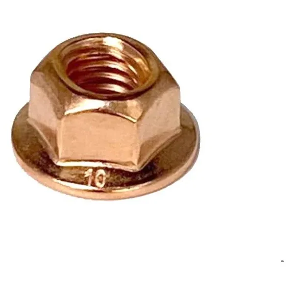 25 M8-1.25 Flange Exhaust Locknut Copper Plated 12mm Hex