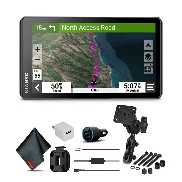 Garmin Zumo XT2 MT-S with USB Car and Wall Adapters and 6Ave Cleaning Cloth