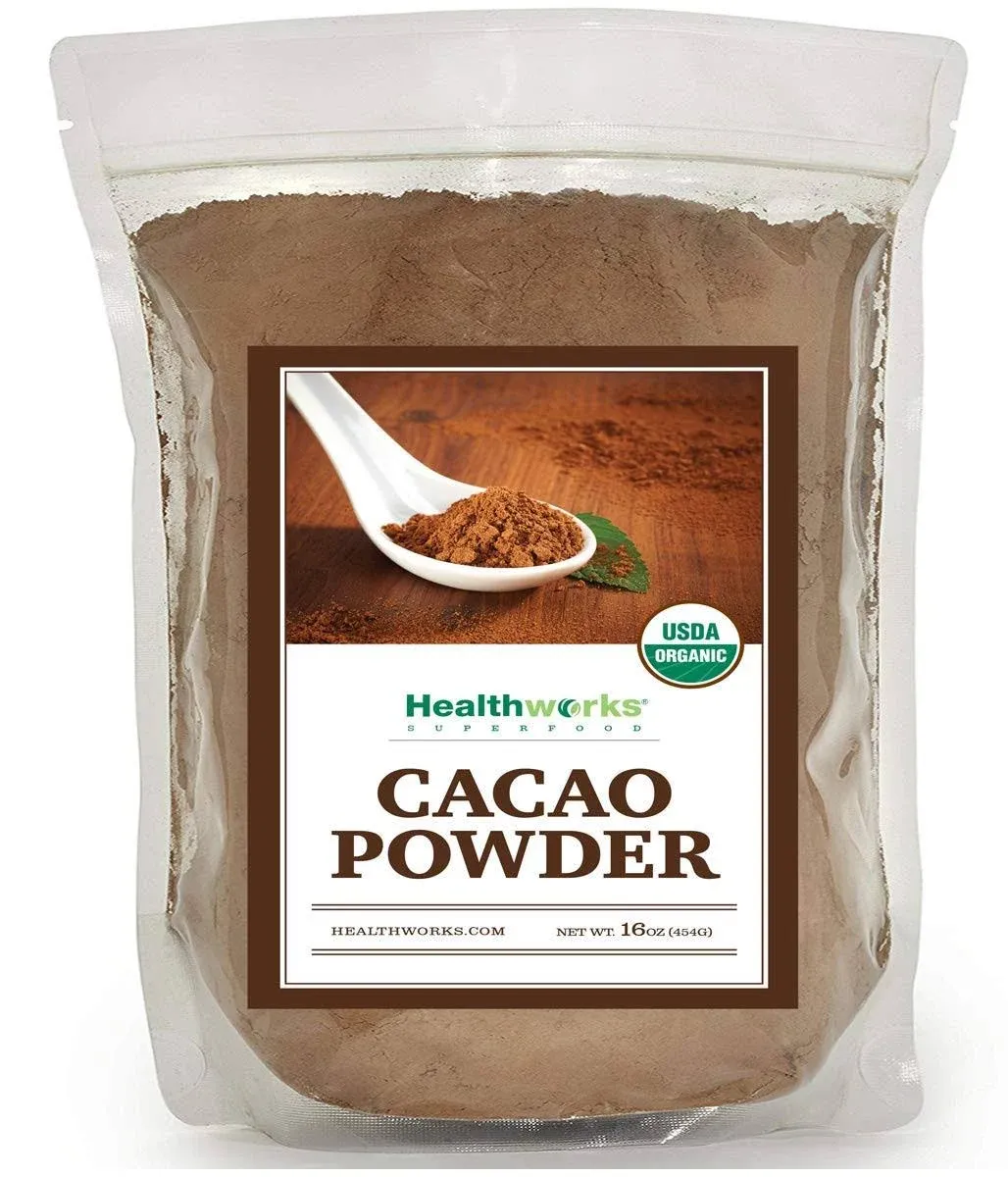 Healthworks Raw Certified Organic Cacao Powder 1 lb (16 oz)