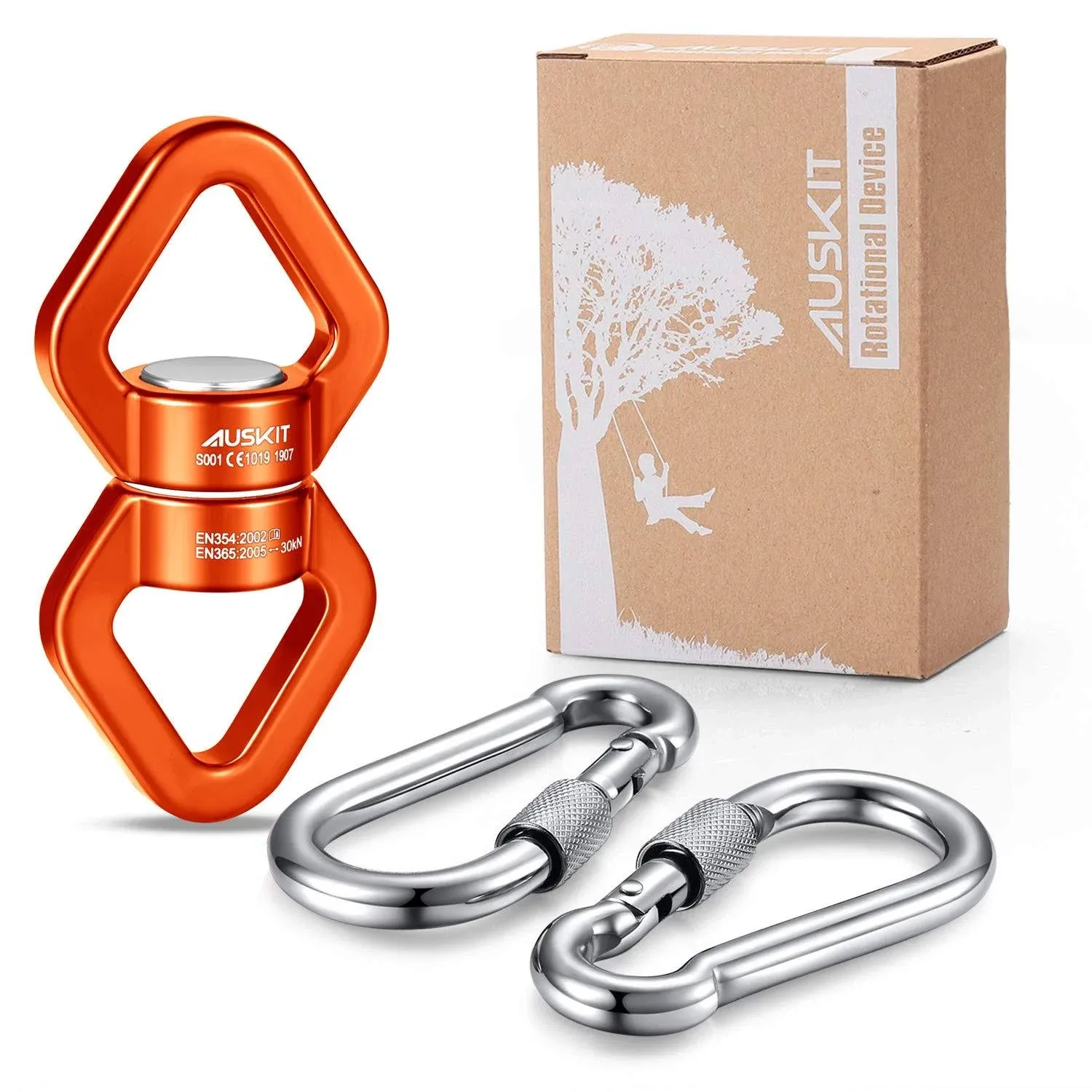 SWING SWIVEL Hanging Accessory with Carabiners for Web Tree Rock Climbing AUSKIT