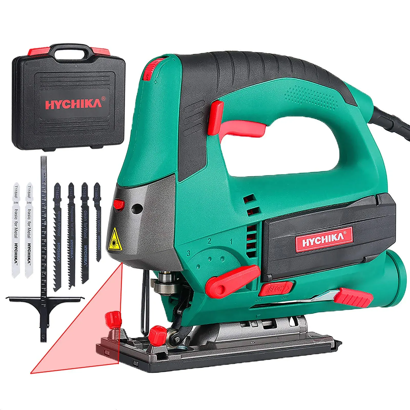 Jigsaw, 6.7A 800W HYCHIKA Jig Saw 800-3000spm with 6 Variable Speeds, 4 Orbital ...