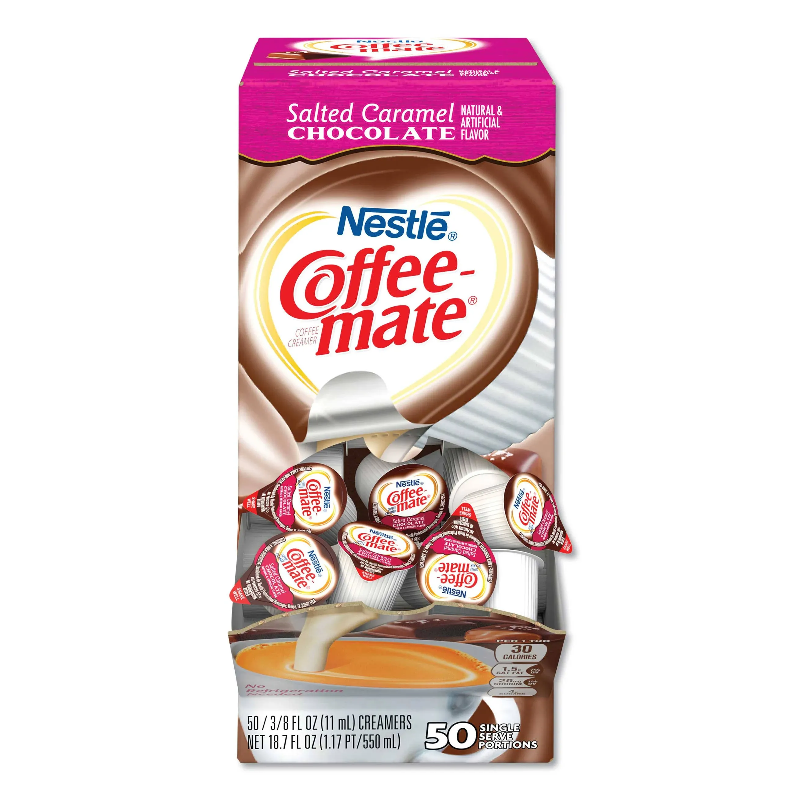 Nestle Coffee mate Coffee Creamer, Salted Caramel Chocolate, Liquid Creamer Singles, Non Dairy, No Refrigeration, 0.375 fl oz Tubs (Pack of 200)