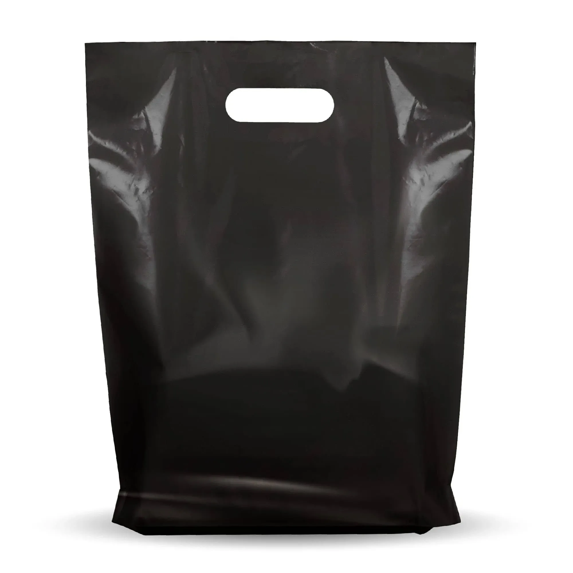 1000 Pack 12&#034; x 15&#034; with 1.25 mil Thick Black Merchandise Plastic Glossy Bags