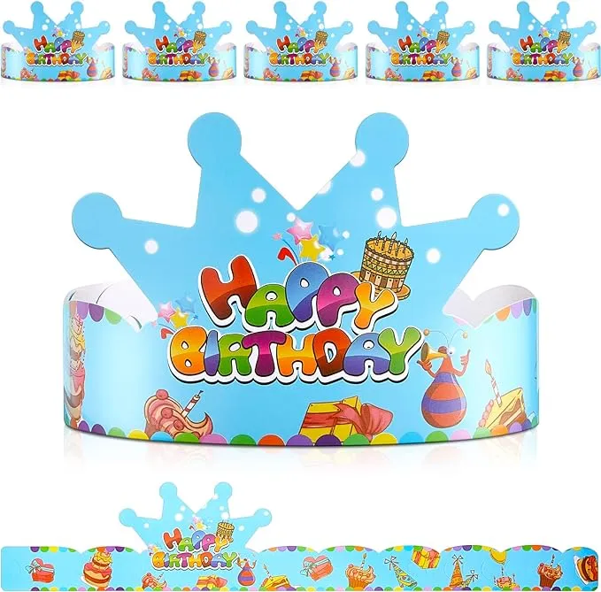 Zonon 36 Pieces Birthday Crowns for Kids Classroom Adjustable Colorful Happy Birthday Hats for School Party Supplies