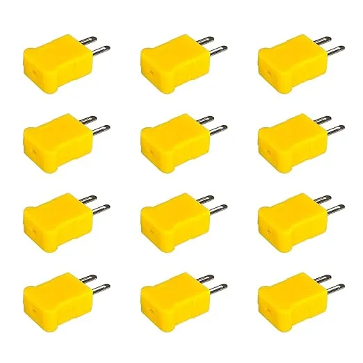 12 pcs Mini Plastic 2-Pin K-Type Male Thermocouple Wire Connector, Cable Connector Wire Plugs Yellow