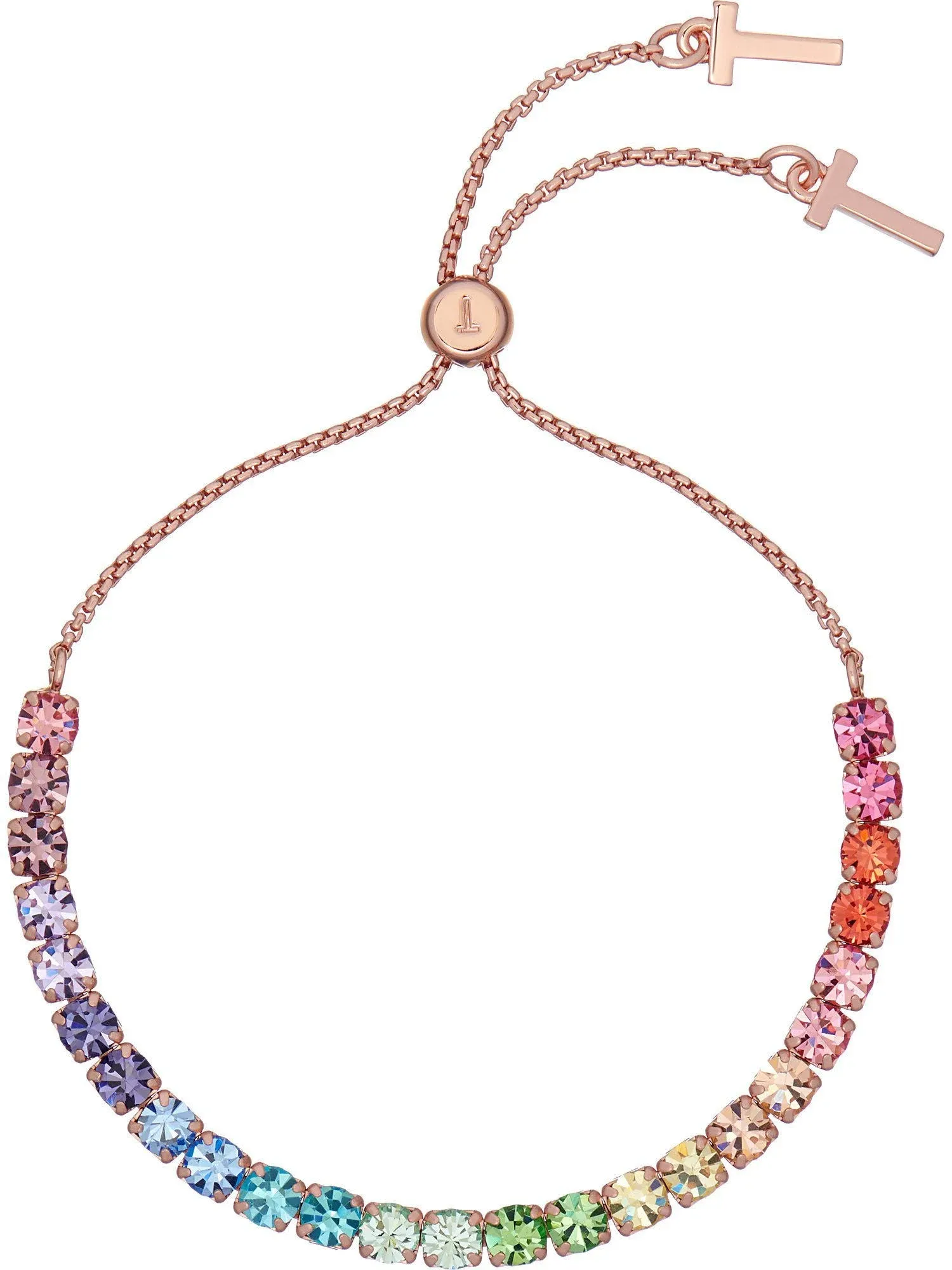 Ted Baker Melrah Icon Rose Gold Tone Rainbow Crystal Slider Bracelet