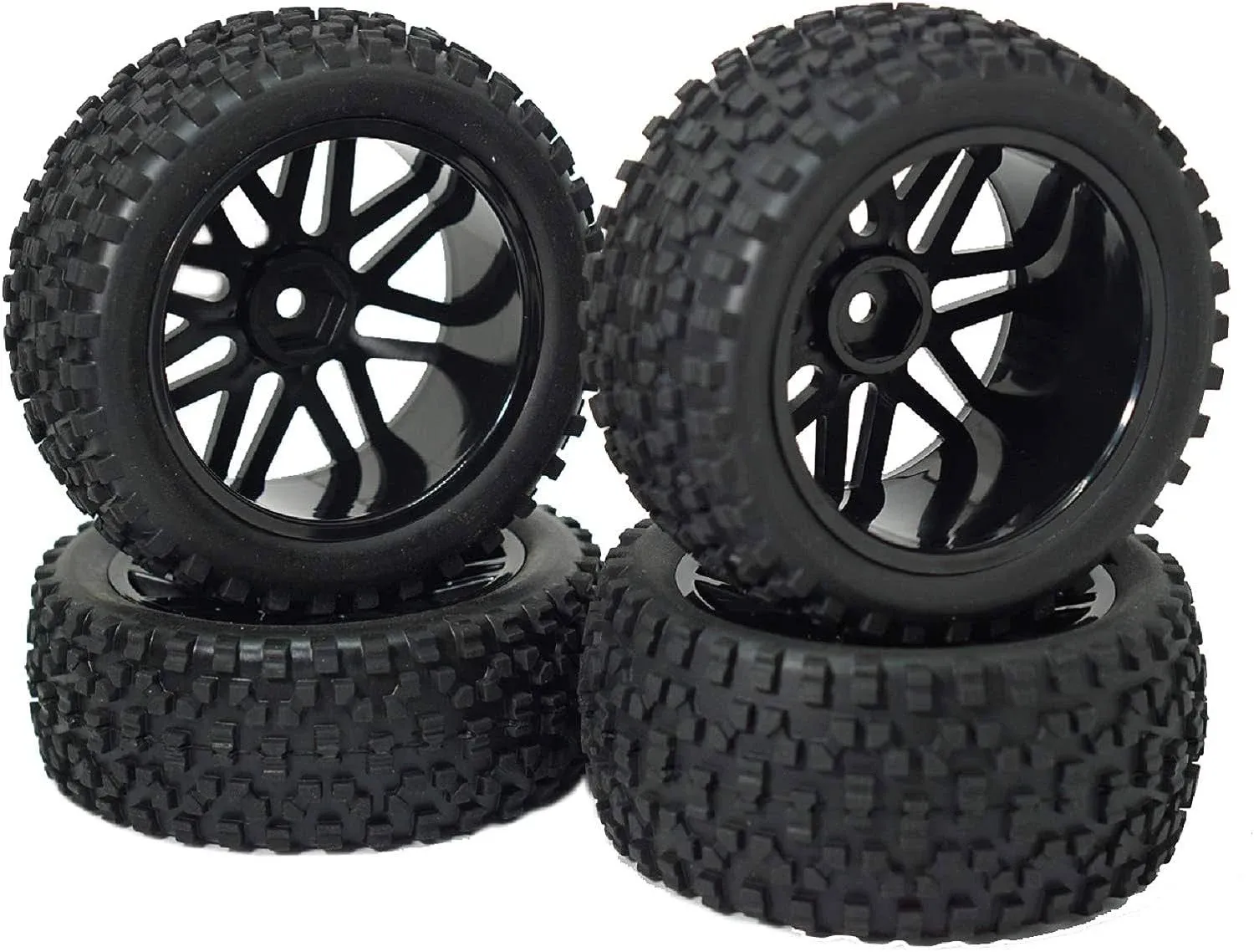 12mm Hex Wheel Rims Mesh Shape Rubber Tires with Sponge 88mm/3.46&#034; Replacemen...