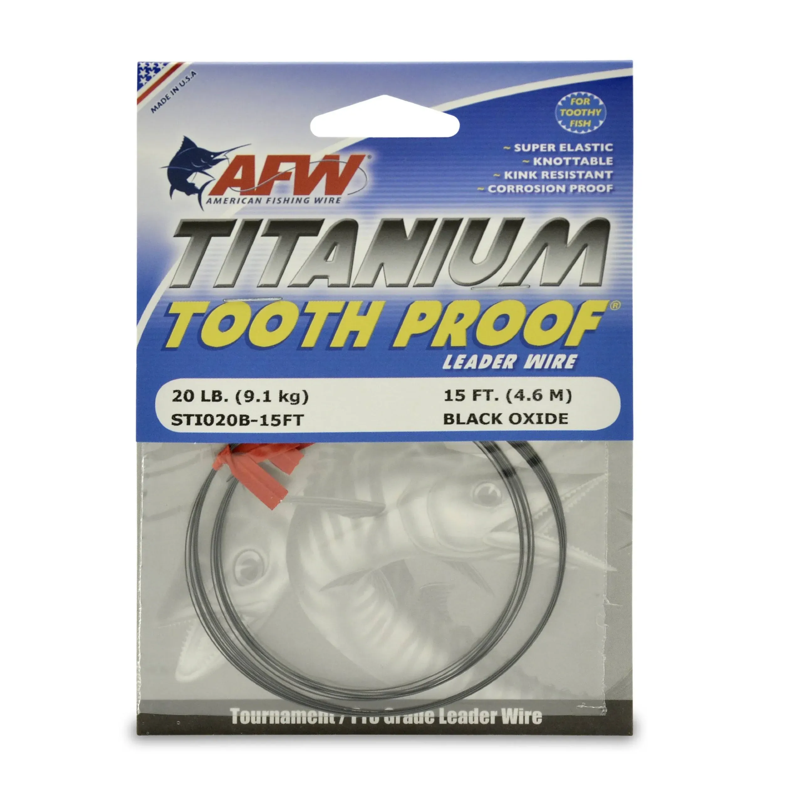 AFW STI075B-15FT Titanium Tooth Proof Single Strand Leader Wire