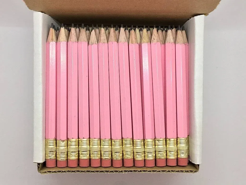 Half Pencils with Eraser - Golf, Classroom, Pew - Hexagon, Sharpened, 2 Pencil ...