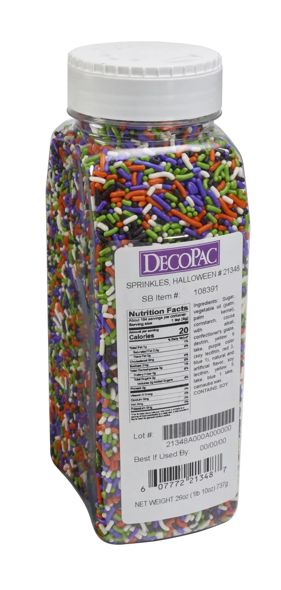 DECOPAC Candy Sprinkles, 26oz, Halloween Sprinkle Mix, Fancy Sprinkles in Handheld Container, Edible Sprinkles For Celebration Cakes, Cupcakes, Cookies - Halloween,