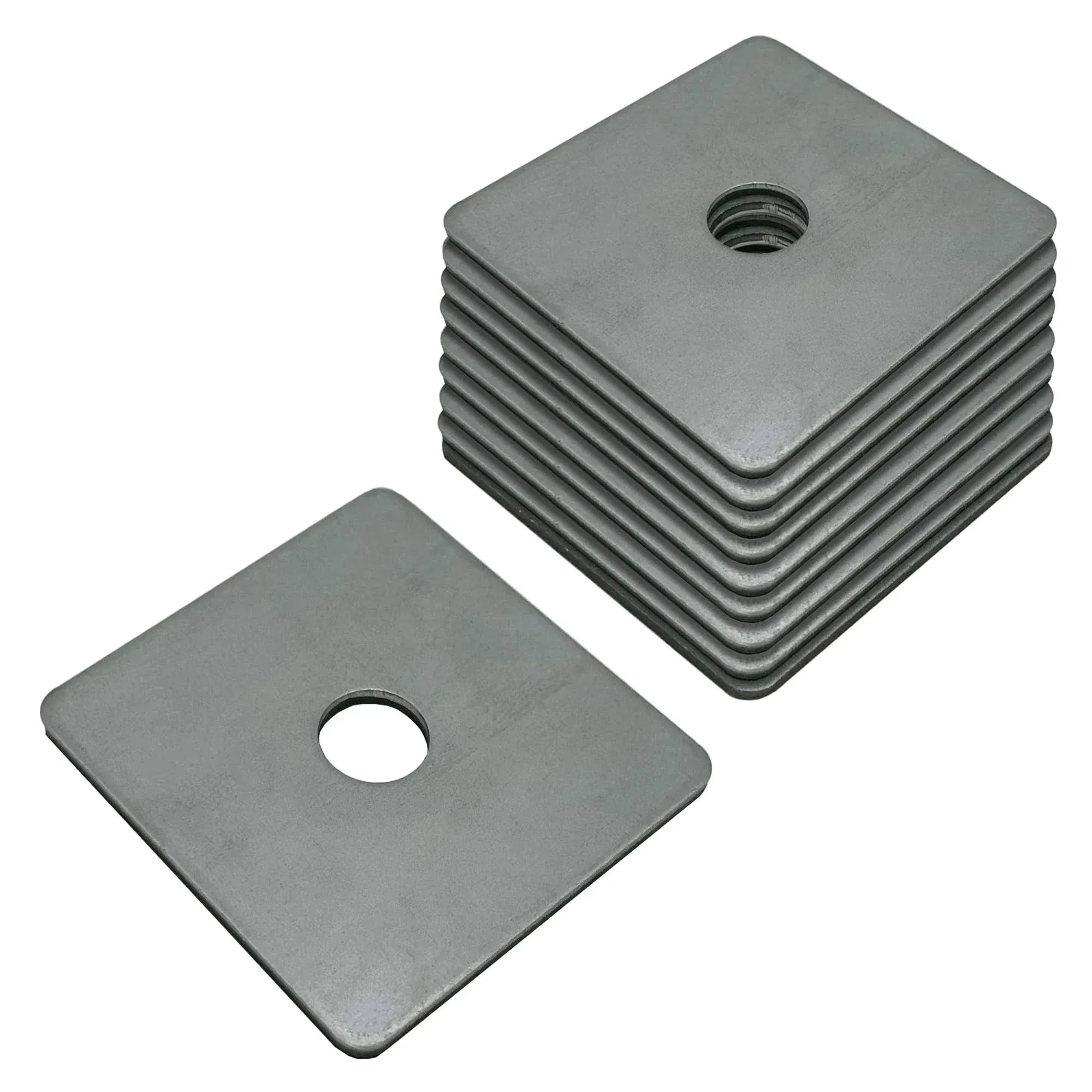 5 Pack - 3" Square Washer Plate, Strut Channel Bearing Plate - Heavy Duty, Zinc Plated Steel (5)