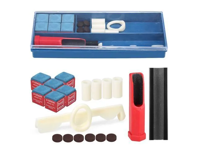 20-IN-1 Billiard Repair Kit Cue Tip Repair Tool Billiard Chalk Pool Cue Tips Cue Stick Ferrules Cue Tip Clamp Cue Tip Trimmer Included