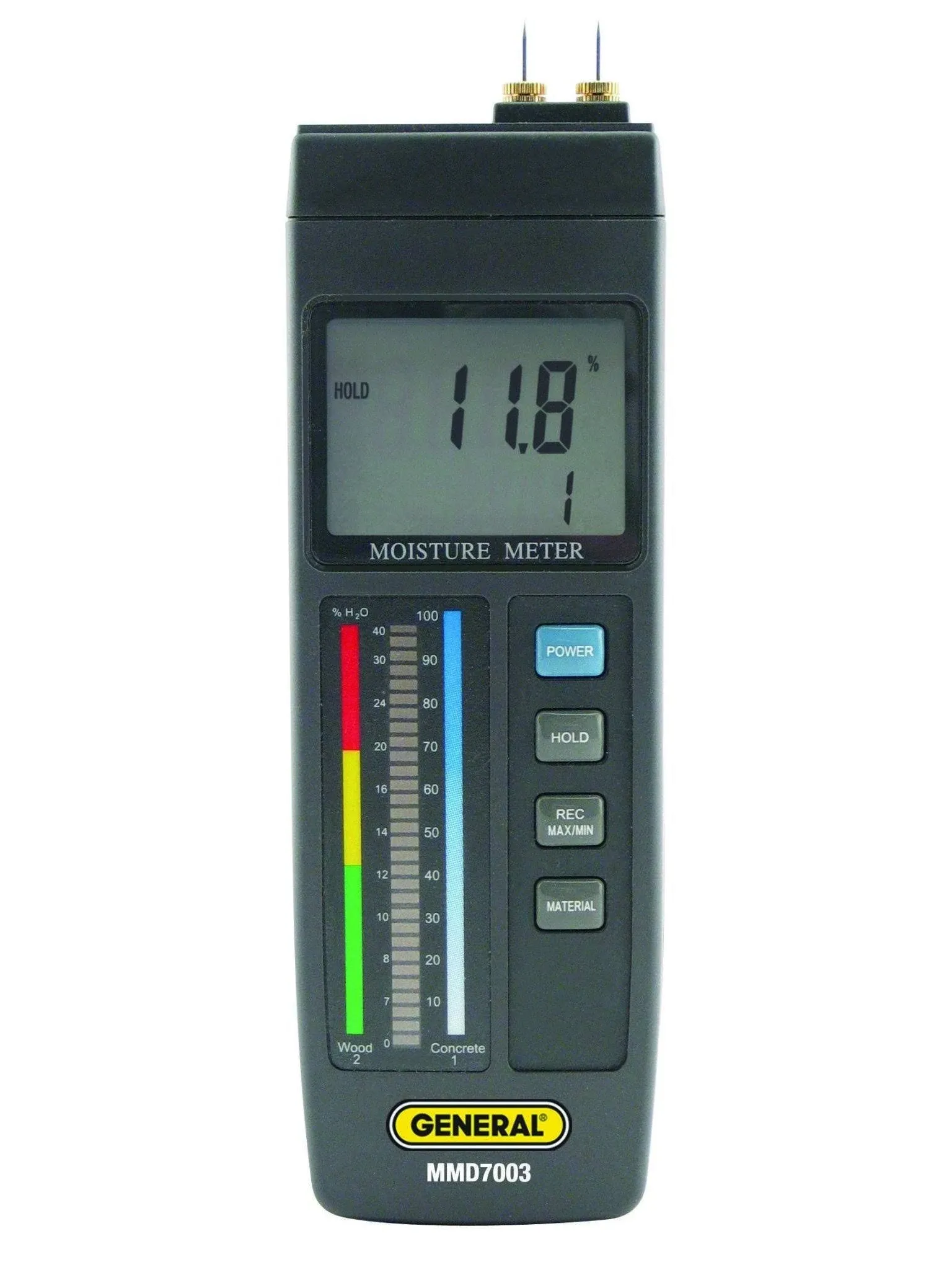 General Tools MMD7003 Moisture Meter, Pin Type, Digital LCD with Bar Graph